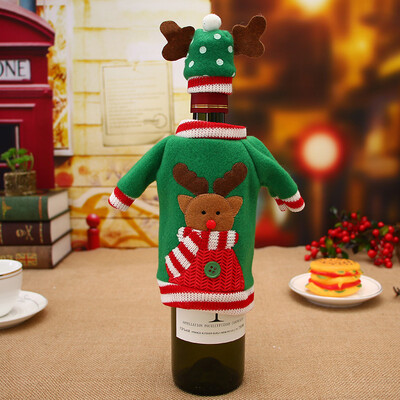 

Wine Bottle Cover Bag Sweater Hat Santa Claus Elk Christmas Xmas Tree Bar Decor