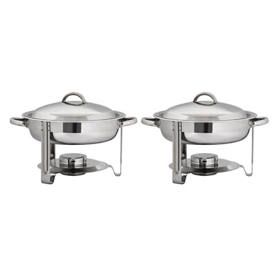 

Ktaxon 2 Pack 5 Quart Round Chafing Dish Chafer Food Grade Stainless Steel Catering Buffet Warmer Set Food Warmers