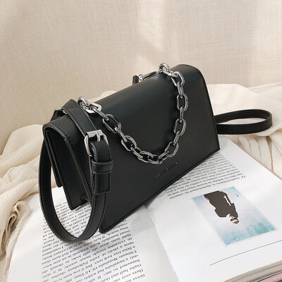 

Qiao Bani 2019 new Korean fashion Dongdaemun solid color C chain K small square bag wild shoulder diagonal female bag
