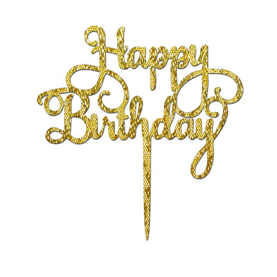 

〖Follure〗New Happy Birthday Acrylic Cake Topper Decor Silver Gold Party Supplies Decor