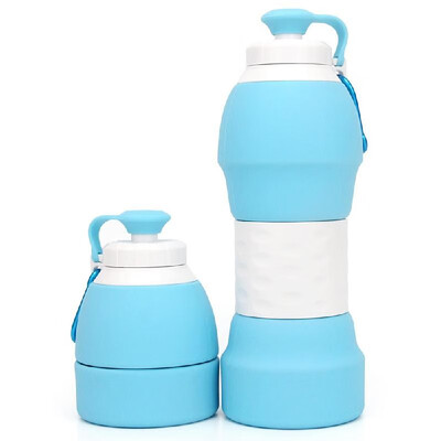 

580ml Collapsible Silicone Water Bottle with Carabiner for Cycling Gym Hiking Camping Travel Office