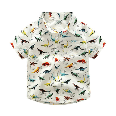 

Baby Boys Shirt Cute Dinosaur Print Casual Cartoon Short Sleeve Cotton Tops Clothes