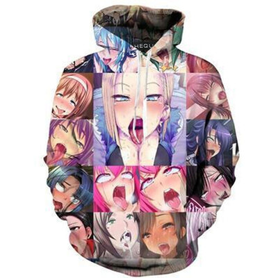 

Herqw61 Unisex Ahegao Anime Girls 3D Hoodie Sweatpants Funny Pullovers Zipper Sweatshirt Tracksuit And Pants