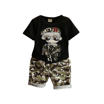 

Kids Boys Cool Clothes Short Sleeve T-shirt Tops Short Pants Children Summer Clothing 2 Pcs Sets