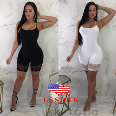 

Womens Lady Sexy Lace Up Bandage Bodysuit Leotard Lingerie Romper Tops Jumpsuit