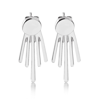 

European Fashion Double Sides Stud Earring for Women Elegant Feather Angel Wing Triangle Flower Crystal Jewelry Gift Brincos