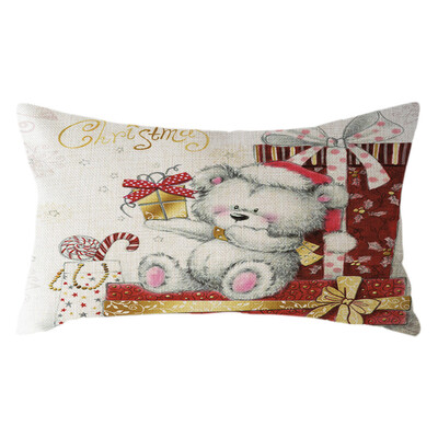 

Tailored Christmas Santa Claus Pillow Case Linen 30x50cm Throw Cushion Cover Home Decor