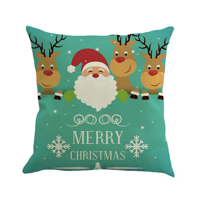 

Christmas Festival Cushion Cover Santa Snowman Printing Pillowcase Sofa Bed Home Decorative Pillow Cover Throw Cushion Cover