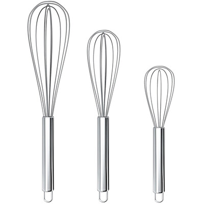 

Set of 3 Kitchen Balloon Hand Stainless Steel Egg Whisk include 8 inches&10 inches&12 inches