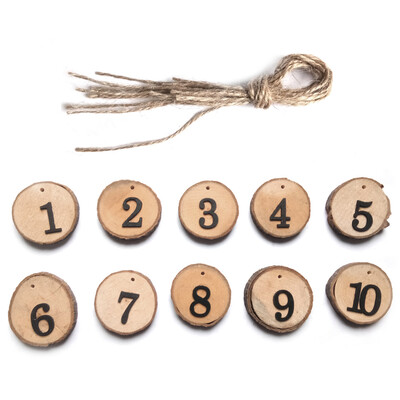 

10pcs 1-10 Numbers Rustic Wooden Hanging Ornament Table Number Figure Card Digital Seat Decor