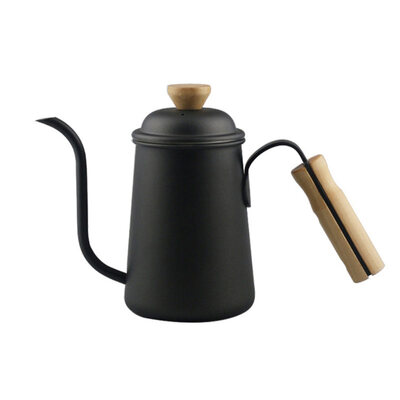 

650ml Fine Mouth Gooseneck Stainless Steel Wooden Handle Hand Drip Coffee Kettle