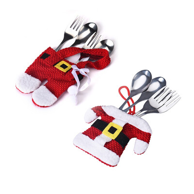 

〖Follure〗2Pair Christmas Decorations Santa Silverware Holders Pockets Dinner Decor