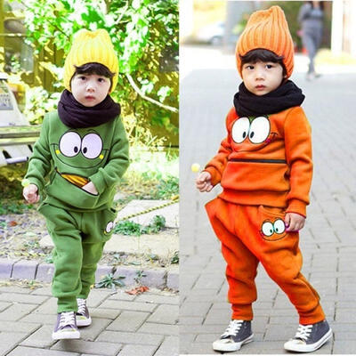 

2 Pcs Baby Kid Unisex Suits Tracksuit Smiling Face Cotton Top Harem Pant Outfit