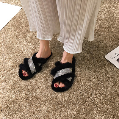 

Slippers for women wearing summer 100 sets of soft sole anti-skid cool slippers Korean version of water drill wool flat sole flip