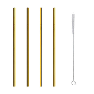 

Toponeto 4 Straight Reusable Drinking Straws Metal Stainless Steel Eco-Friendly 105in