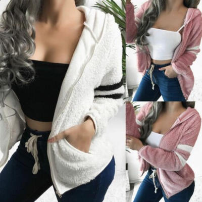 

Women Winter Warm Long Sleeve Fluffy Loose Coats Casual Zipper Outwear Jacket