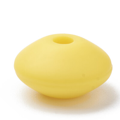 

Food Grade Environmental Silicone Beads Chewing Beads For Teethers DIY Nursing Necklaces Making Rondelle Yellow 12x67mm Hol