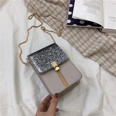

Ins super fire sequins mobile phone bag female 2019 new Korean version of the wild single shoulder slung fashion small square bag