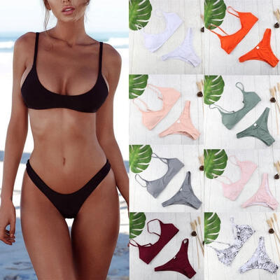 

Fashion Women Bikini Sets Padded Bra Tops Thong Bottoms Swimwear Swimsuit Set