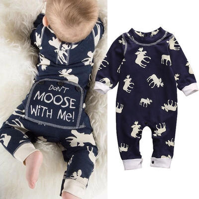 

Cute Infant Baby Girl Boy Don&39t Moose With Me Romper Bodysuit One-pieces Outfits