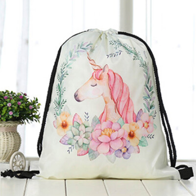 

Personalised Any Name Unicorn Girl Back To Drawstring Bag School Kids Polyester