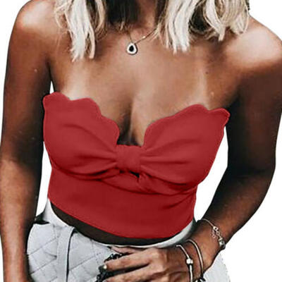 

Womens Sleeveless Summer Bustier Crop Top Vest Casual Tank Tops Blouse T-Shirt