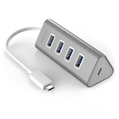 

dodocool Aluminum USB Type-C Male to 4-Port USB 30 Hub Adapter with USB-C Female Charging Port PD for New MacBook&More Gold