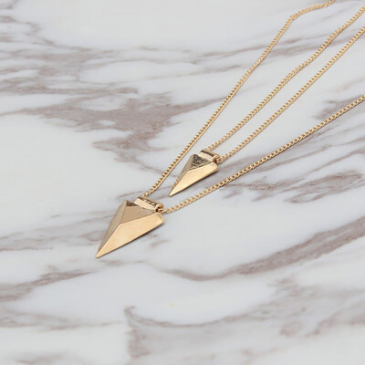 

Double Triangle Pendants Necklaces Women Gold Color Link Chain Statement Necklace Charm Jewelry Accessories Choker