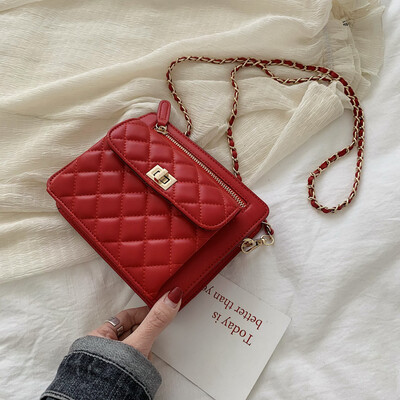 

Womens bag 2019 new wave Korean fashion chain shoulder Messenger bag female wild ins rhombic chain small square bag