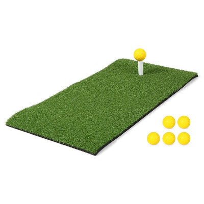 

24x12IN Residential Golf Hitting Mat Golf Swing Pad Backyard Practice Golf Training Turf Rubber Tee Holder 6 Foam Bll Included