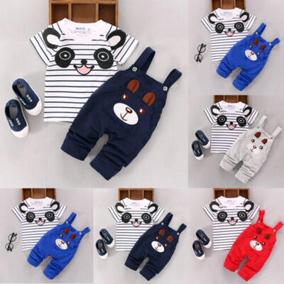 

Infant Toddler Baby Girls Boys Short Sleeve Cartoon Bear Overalls Summer Outfits