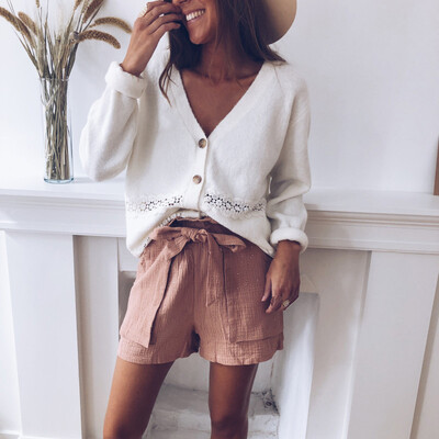 

Women Loose Knitted V Neck Sweater Casual Autumn Winter Long Sleeve Pullovers