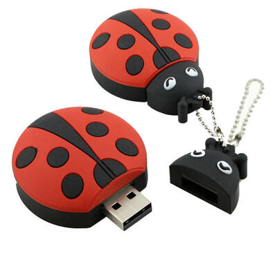 

Cute Ladybug Pen Drive Beetle USB Flash Drive Memory Stick U Disk With Metal Chain