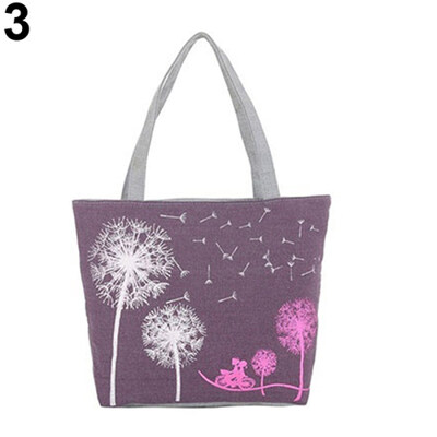 

Woman Canvas Dandelion Boho Tote Zipper Purse Fashion Shoulder Handbag Bag