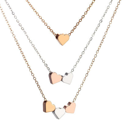 

Hesiod Multi-layer Chain Heart Pendant Necklace Short Love Choker Necklace for Women Trendy Rose Gold Silver Color Collares