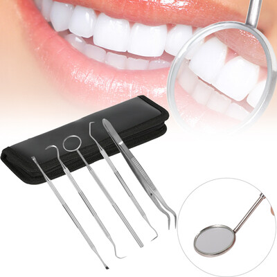 

Greensen 5PCSSet Dental Oral Hygiene Kit Mouth Mirror Sickle Scaler Teeth Care Cleaning Tool With Case