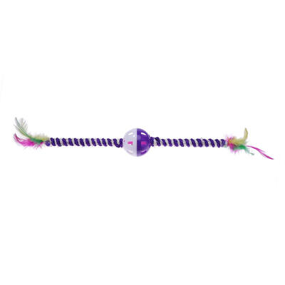 

Cat Feather Teaser Stick Sisal Rope Bell Ball Wand Pet Interactive Play Toy