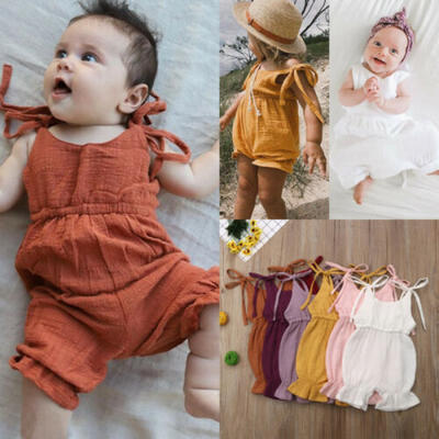 

Newborn Kids Baby Girl Sleeveless Solid Romper Bodysuit Jumpsuit Outfits Sunsuit