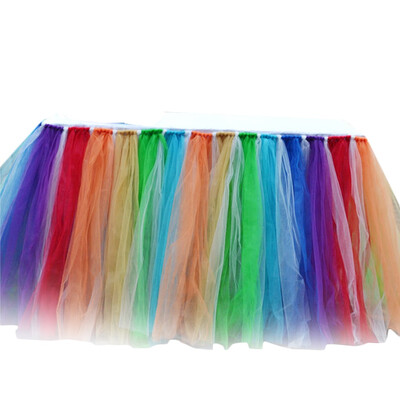 

Rainbow Color Table Skirts Tulle Tutu Table Dress for Wedding Party Decoration