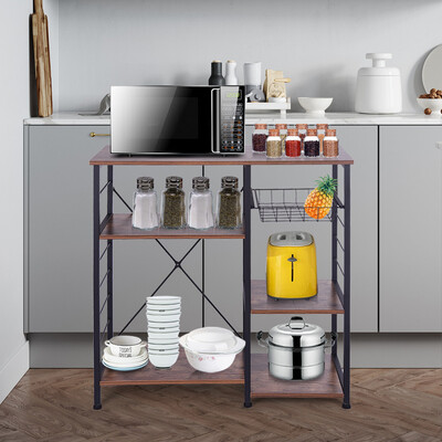 

Gobestart Vintage Kitchen Bakers Rack Microwave Oven Stand Metal Frame Storage Shelf