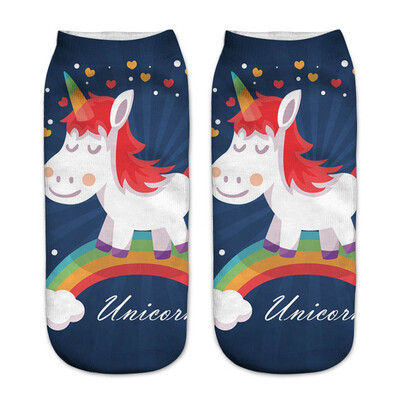 

1 Pair 3D Unicorn Cartoon Animals Harajuku Low Cut Boat Ankle Socks Womens Mens top