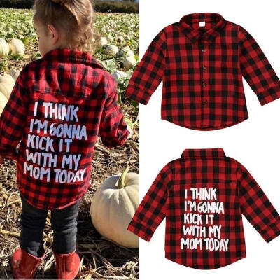 

Fashion Toddler Kid Baby Boy Girl Printed Plaid Tops Long Sleeve T-shirt Clothes Fit For 2-7T
