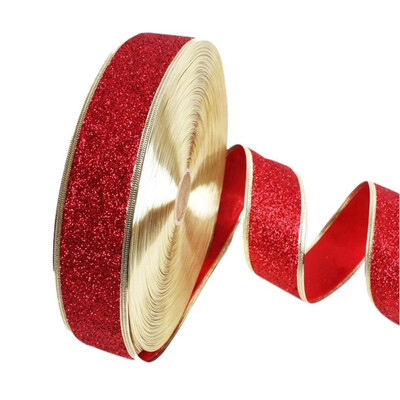 

Christmas Ribbons Glitter Ribbon Holiday Decor Xmas Ornament Gold Wrapping 2M