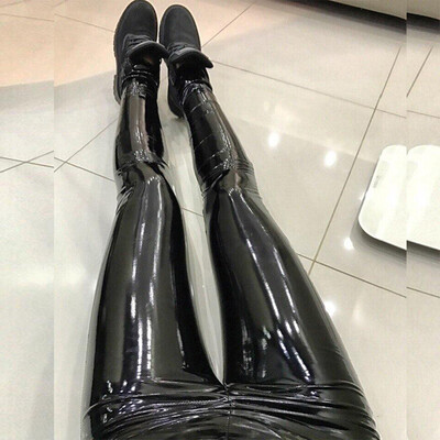 

Women Sexy Skinny Patent Leather Pants High Waist Leggings Slim Pencil Trousers