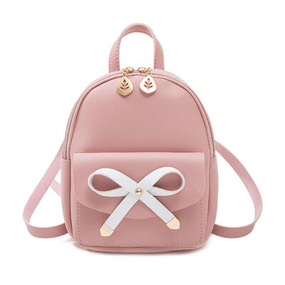 

Bowknot PU Leather Women Backpacks Cute Mini Schoolbag Zipper Shoulder Bag