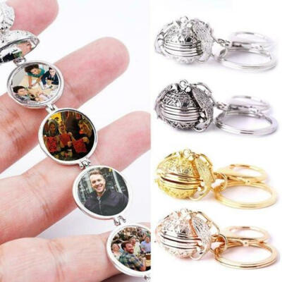 

Expanding 4 Photo Locket Necklace Silver Ball Angel Wing Pendant Memorial Gifts