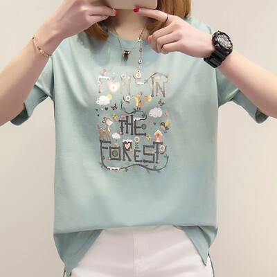 

Cute Cartoon Animal Letter Print Tees Loose Round Neck Short-sleeved Tops