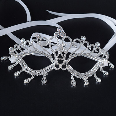 

FUNNYBUNNY Silver Party Dance Masks with Crystal Rhinestone Masquerade Decorative Mask Masquerade Halloween Mask