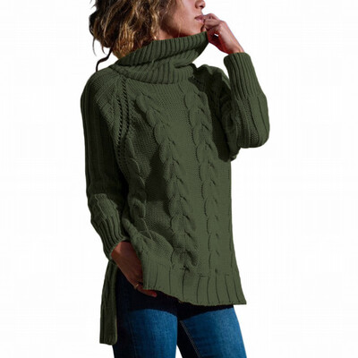 

High-neck sweater womens long long-sleeved hooded cardigan