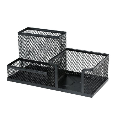 

Pen Holder 3 Compartments Desk Organizer Metal Mesh Pen Organizer Desktop Organizer